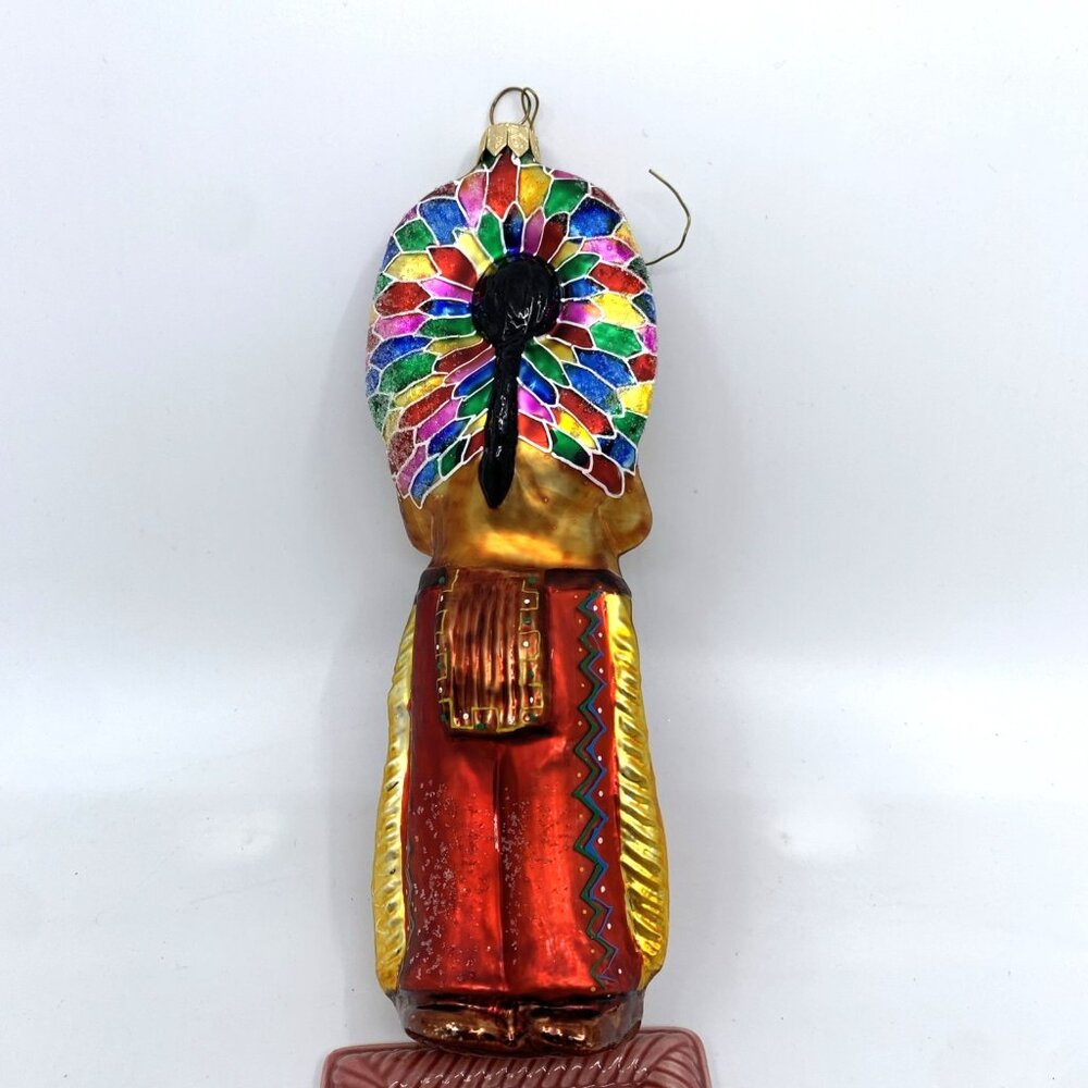 Christopher Radko "Me Big Chief" Glass Ornament 97 316 0 Indian 8" Tall Vintage - Picture 7 of 14